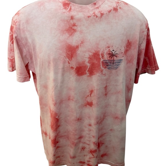 QUIKSILVER Pink Tie Dye Surf Tropical Tee Shirt Regular Fit Men M Medium - Picture 2 of 6